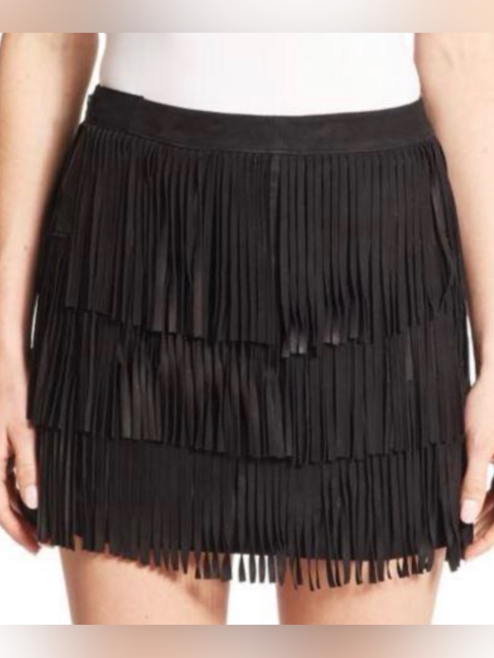 Alice and Olivia NWT Lavana Suede Fringe Mini Skirt. Size 8. $495